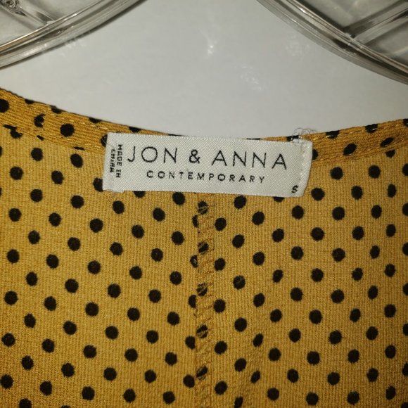 Jon & Anna Mustard & Black Polka Dot Back Tie Blouse - Picture 3 of 5